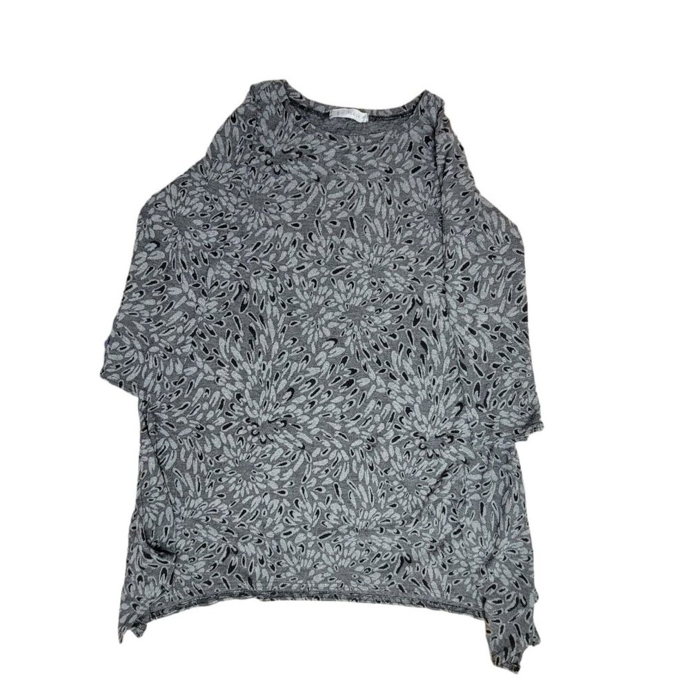 Cut Loose Womens Tunic Top Sz S Gray Burnout Floral Lagenlook Hi Lo Artsy Blouse